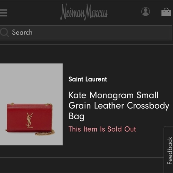 Rare! NEW! YSL SAINT LAURENT Grain De Poudre Small Monogram Kate in Red - Picture 12 of 16